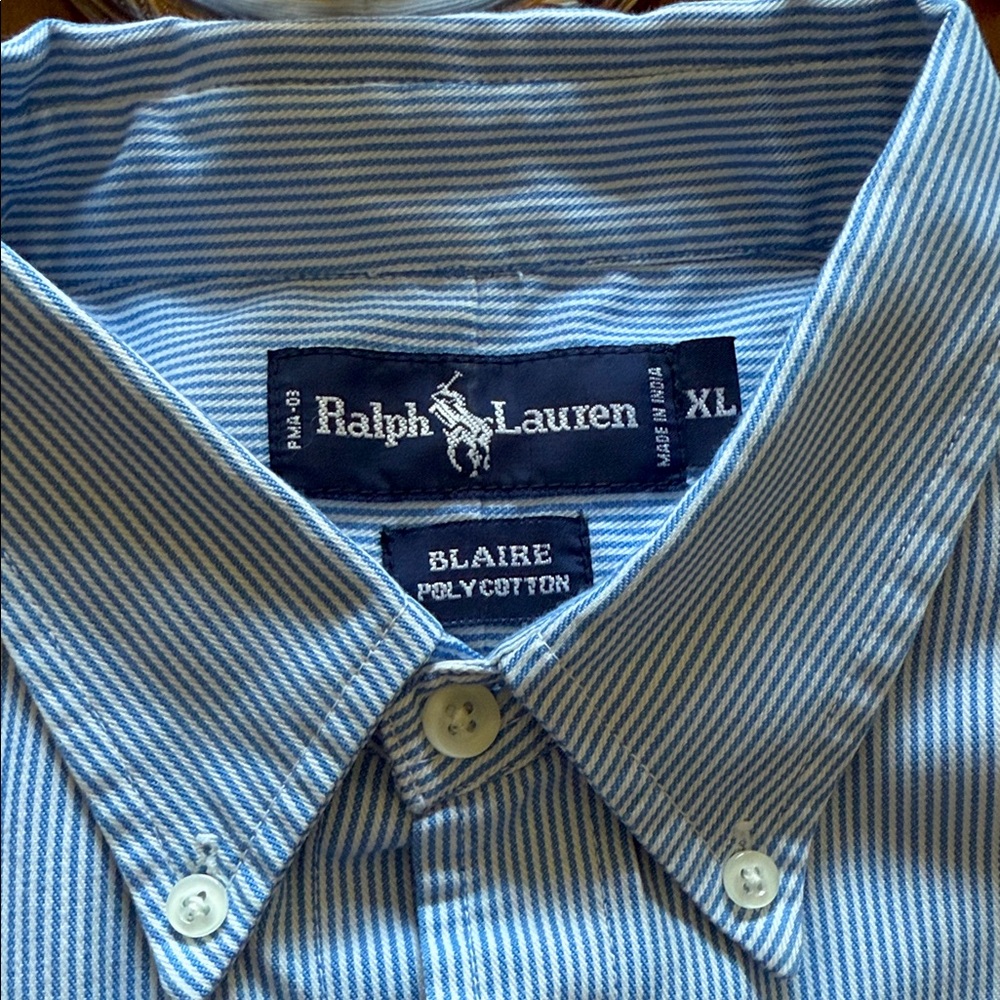Ralph Lauren Men's Blue Pinstripe Shirt